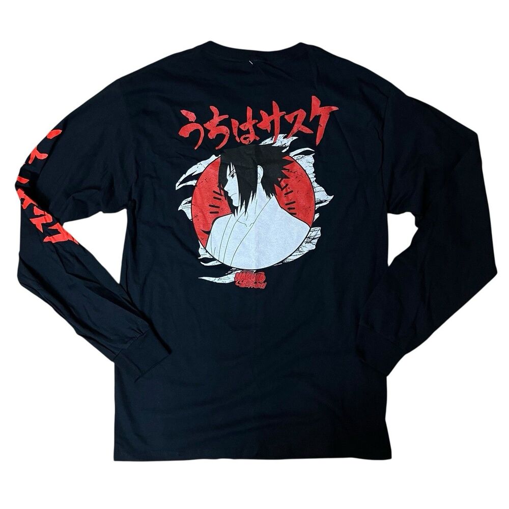 Naruto Shippuden T-Shirt Mens Black Sasuke Sharingan Anime Japanese‎ Uchiha Sz M